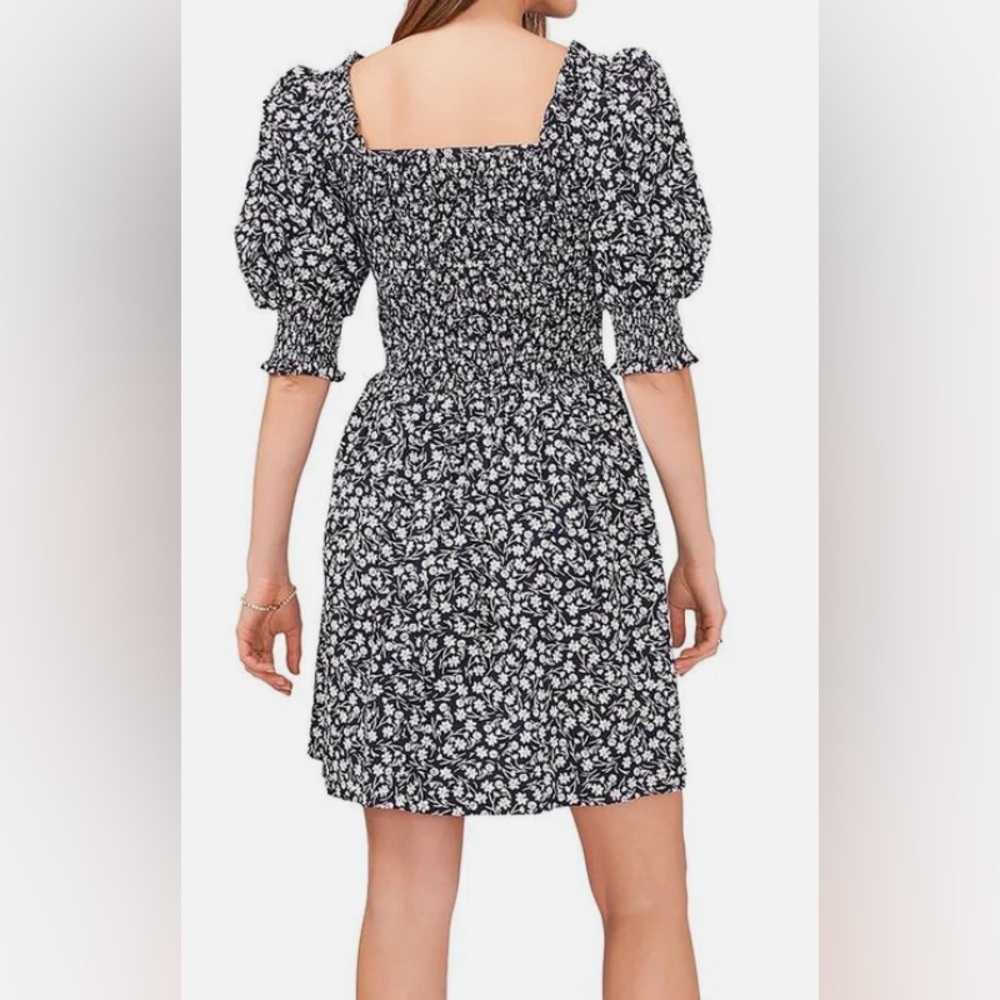 1.Slate Floral Puff Sleeve Dress - Picture 8 of 8